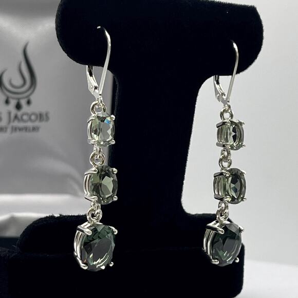 BEAUTIFUL 9.8ctw Green Spinel Earrings Ombre Earrings Green Tourmaline 2" - Picture 5 of 6
